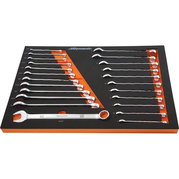 Tools 24Pcs SAE & Metric Chrome Combo Wrench Set W/ Foam Tool Orgnzr